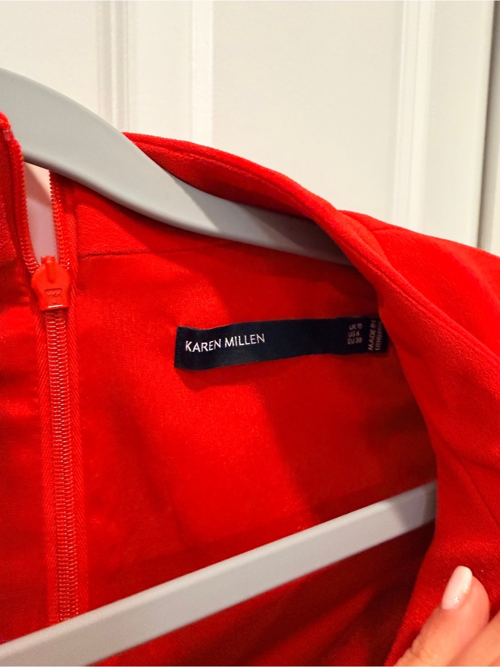 Karen Millen Bright Red Cap-Sleeve Dress with Pleated Back Hem - Picture 2 of 3